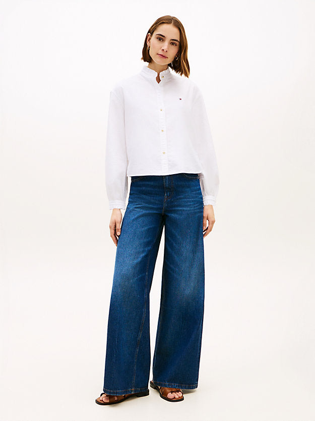 Boxy Fit Ruffle Short Oxford Shirt