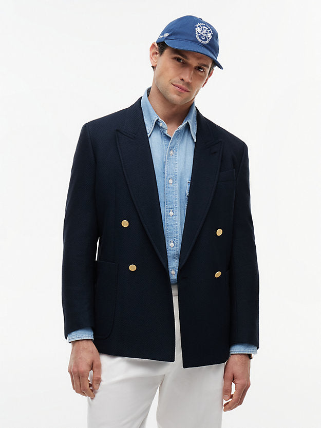 Regular Fit Wool Blend Double Breasted Blazer