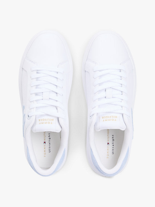 Leather Logo Embroidery Court Trainers