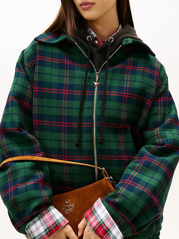Girl Padded Tartan Oversized Ivy Jacket