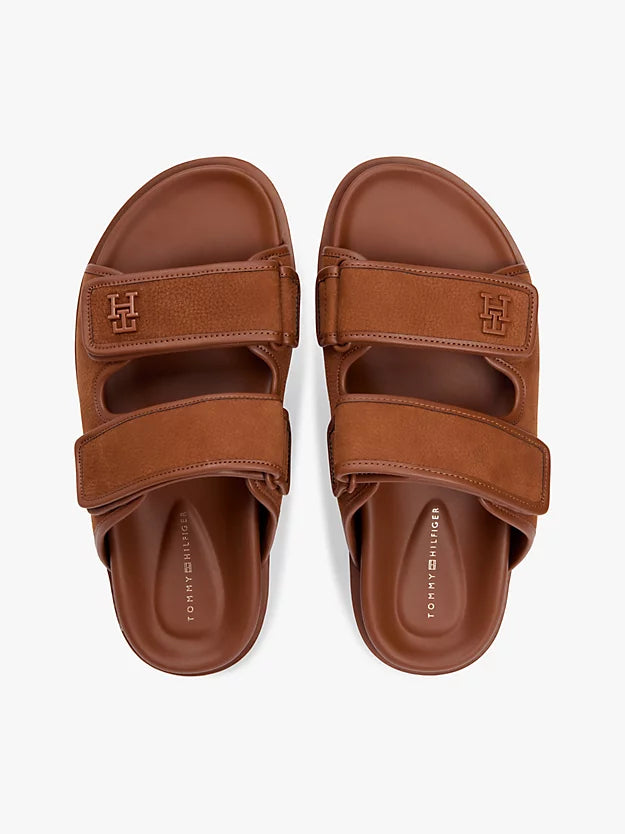 Leather Double Strap Serrated Sandals