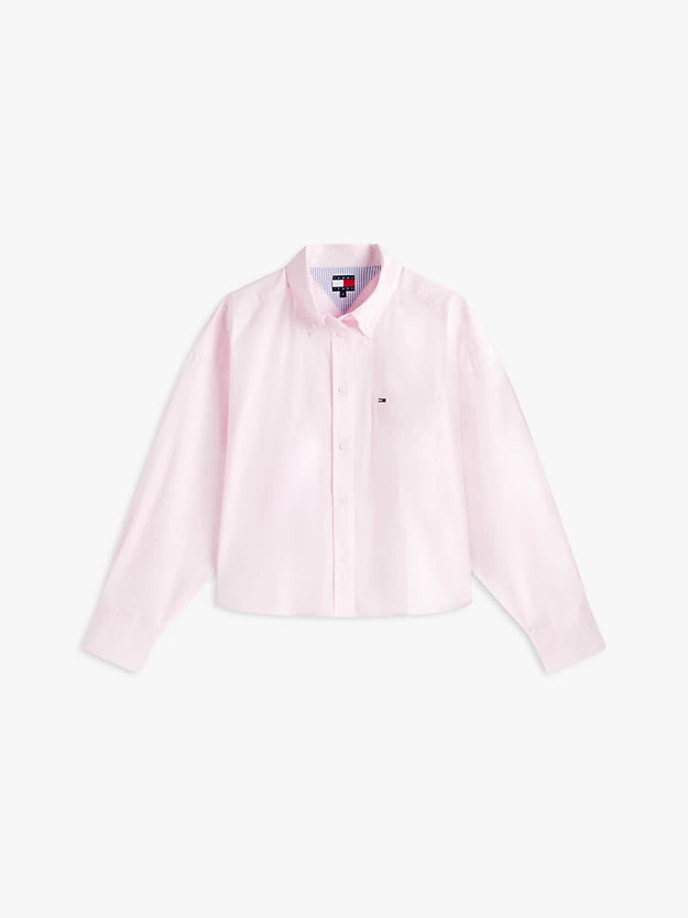 Relaxed Fit Cropped Poplin Shirt