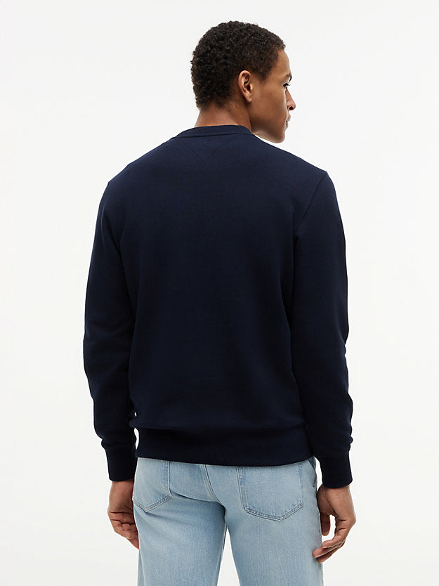 Flag Embroidery Terry Crew Neck Sweatshirt