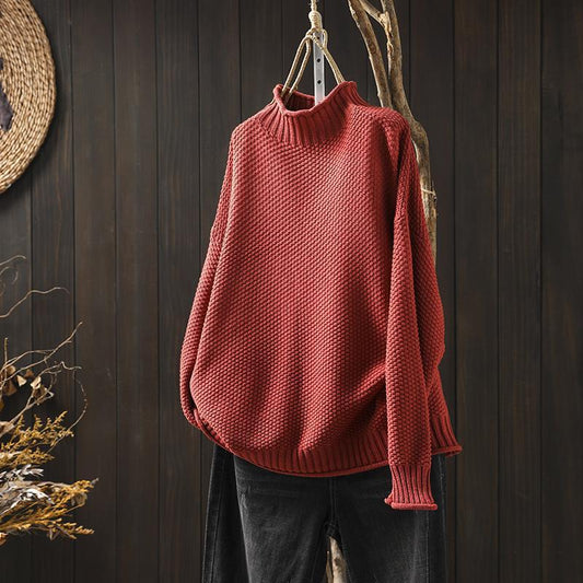 Rollkragenpullover mit dreidimensionalem Rautenstrickmuster