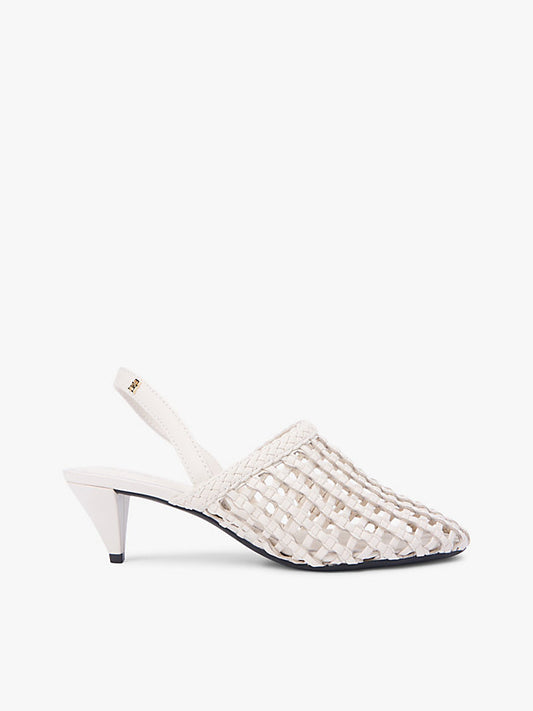 Woven Pointed Toe Slingback Heels