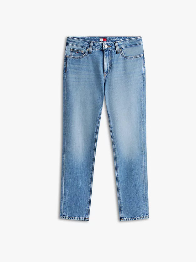 Whiskered Mid Rise Slim Jeans