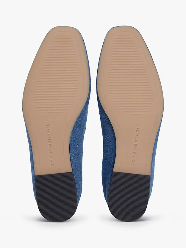 Canvas Denim Elasticated Strap Ballerinas