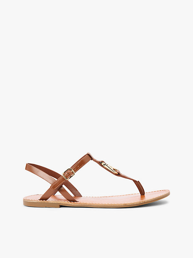 Leather Monogram Strap Sandals