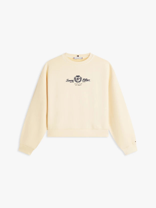 Crest Embroidery Relaxed Terry Sweatshirt