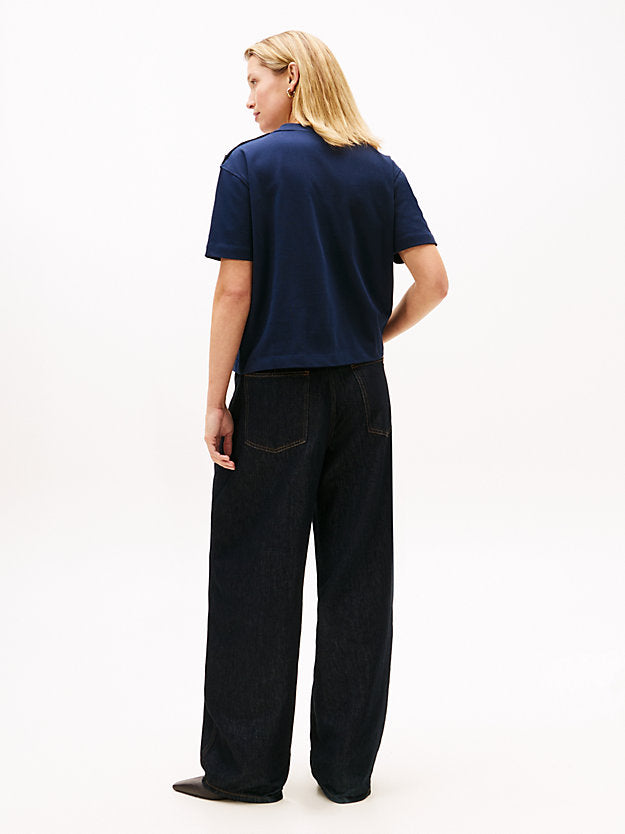 Gold-Tone Button Logo Embroidery Relaxed T-Shirt