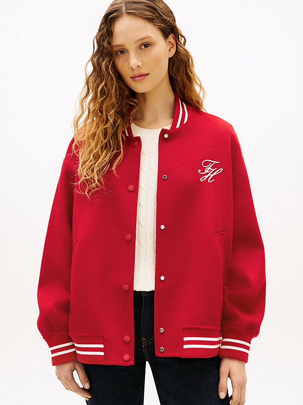 Double-Faced Wool Blend Bomber Jacket