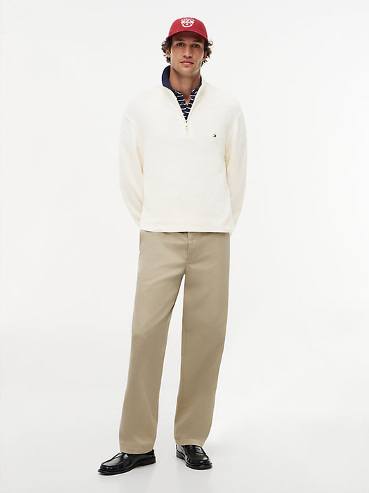 Textured Quarter-Zip Mock Neck Jumper