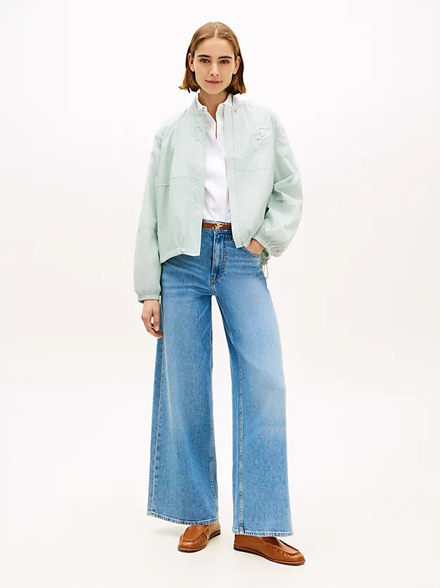Logo Embroidery Balloon Sleeve Bomber Jacket
