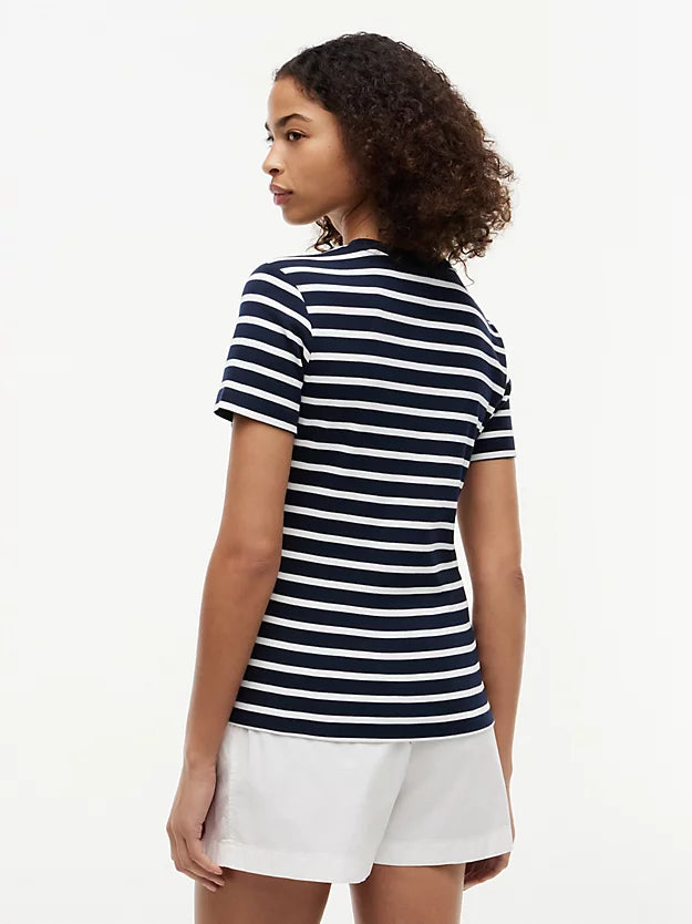 Flag Embroidery Slim Crew Neck T-Shirt