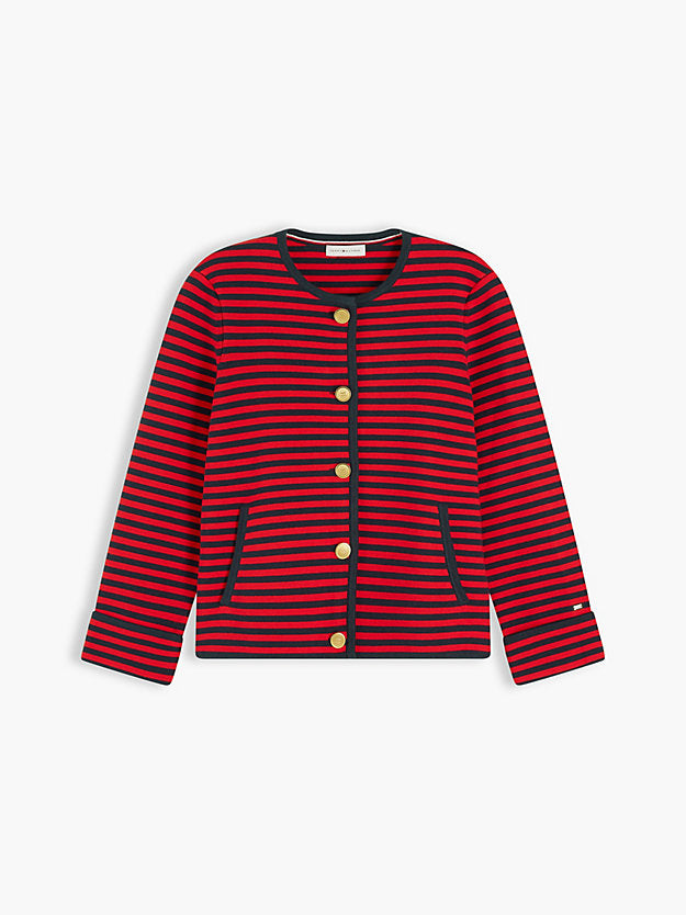 Gold-Tone Button Boxy Cardigan