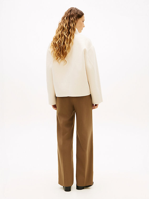 Double-Faced Wool Blend Bomber Jacket