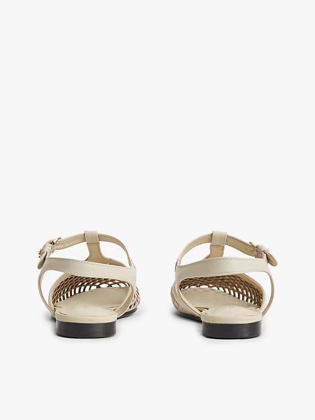 Cutout Leather T-Bar Buckle Sandals