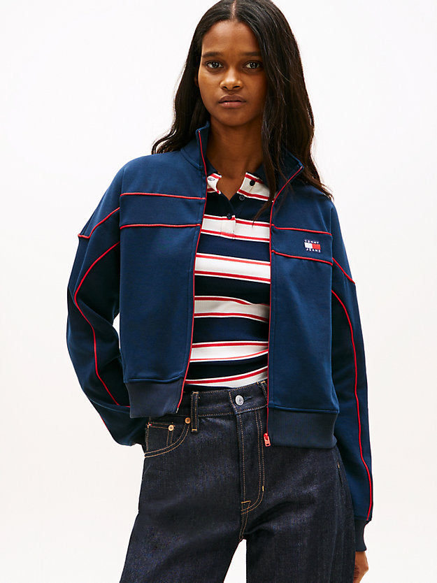 Badge Piping Zip-Thru Sweatshirt