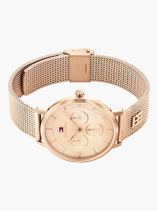 Monogram Rose Gold-Plated Mesh Strap Watch
