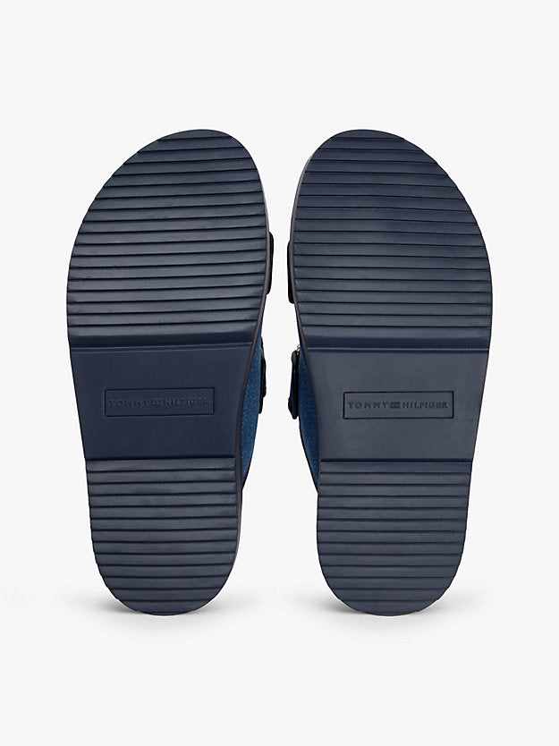 Denim Monogram Double Strap Sandals