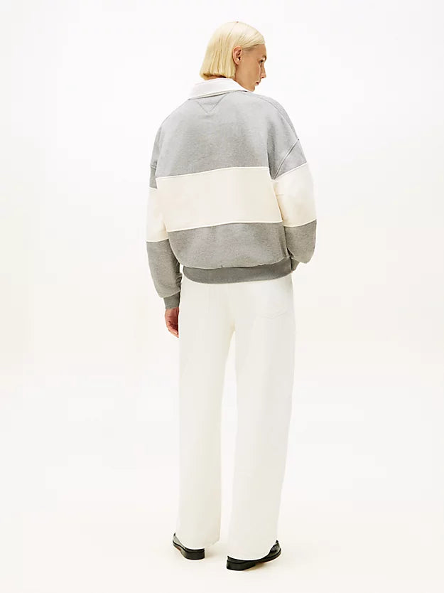 Gold-Tone Button Relaxed Rugby Sweatshirt