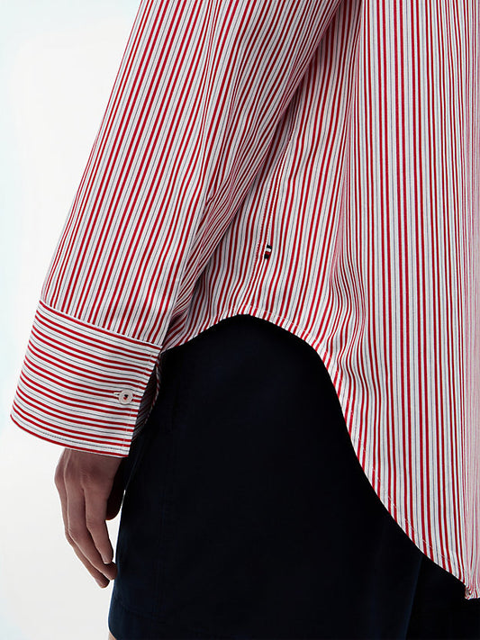 Oversized Fit Flag Embroidery Poplin Shirt