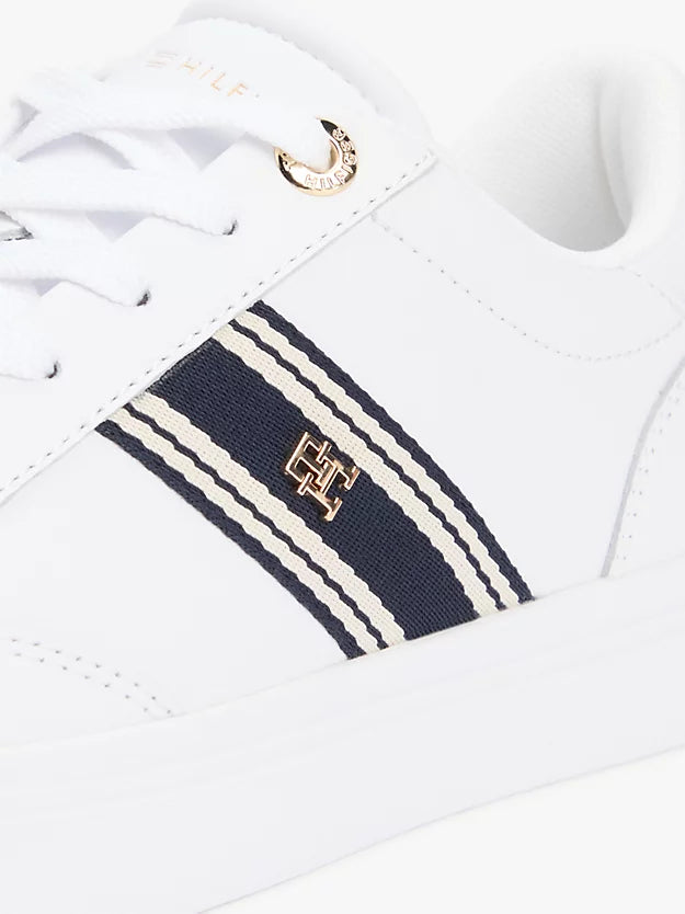 Leather Webbing Strap Cupsole Trainers