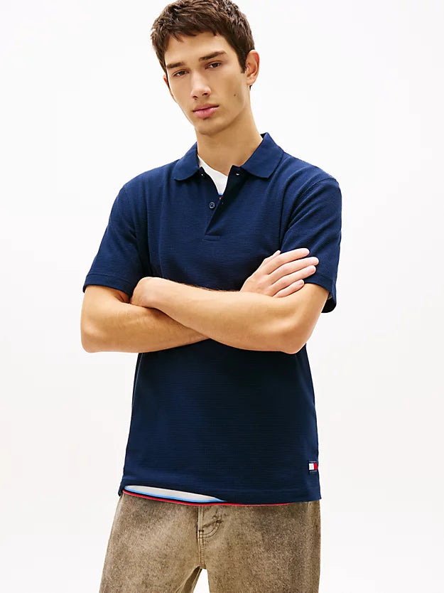 Badge Regular Fit Waffle Knit Polo Shirt