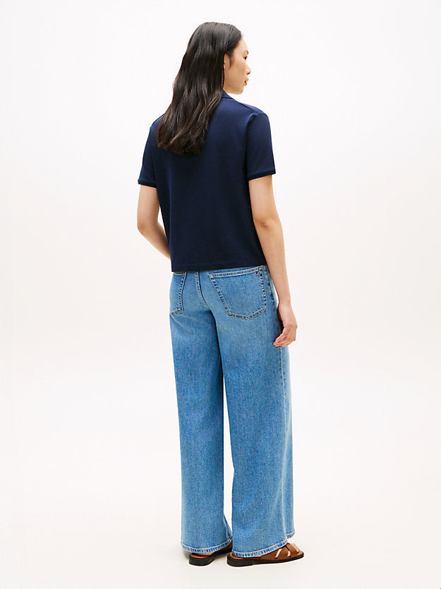 Relaxed Fit Open Placket Pique Polo Shirt