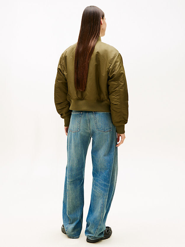 Sleeve Pocket Twill Bomber Jacket