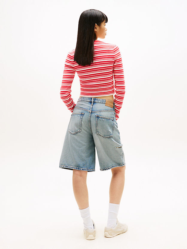 Stripe Slim Crew Neck Cardigan