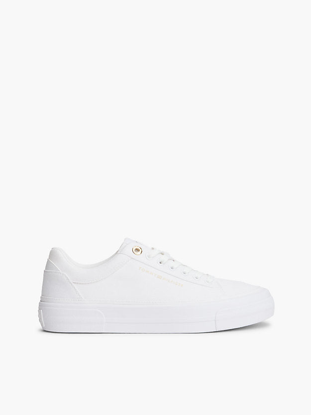 Metallic Logo Canvas Platform Trainers