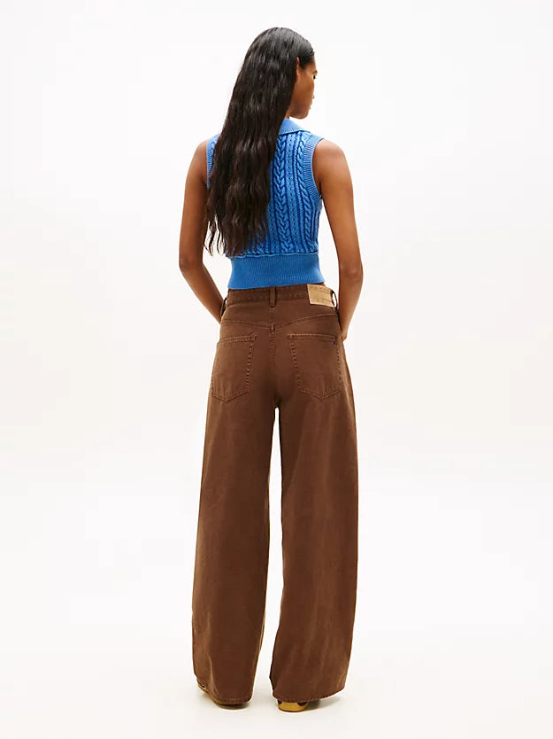 Washed Canvas Mid Rise Loose Jeans