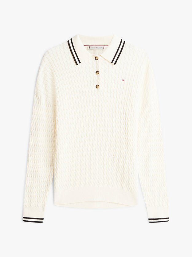 Cable Knit Polo Jumper