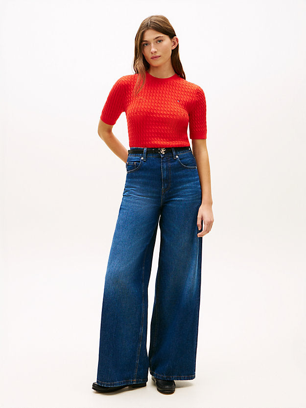 Cable Knit Short Sleeve Jumper