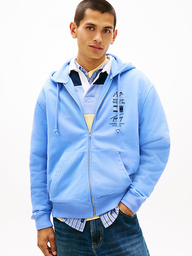 Back Graphic Relaxed Terry Zip-Thru Hoody