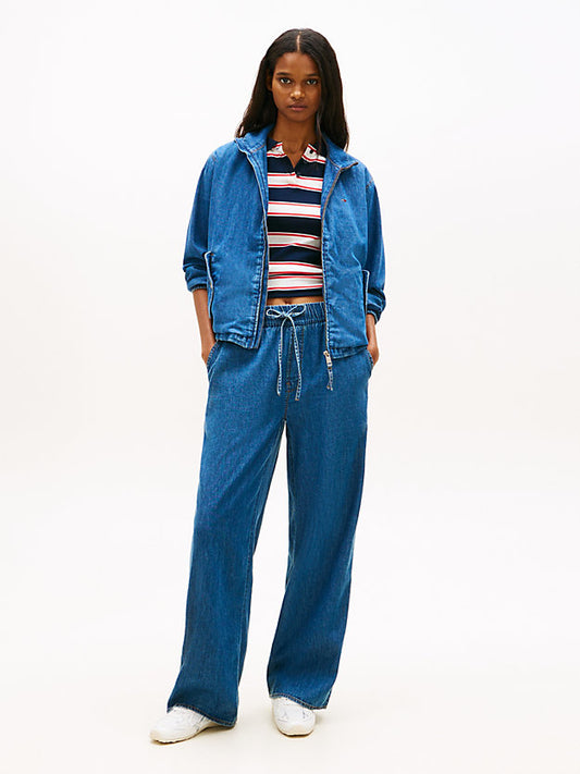 Chambray Denim Loose Drawstring Trousers