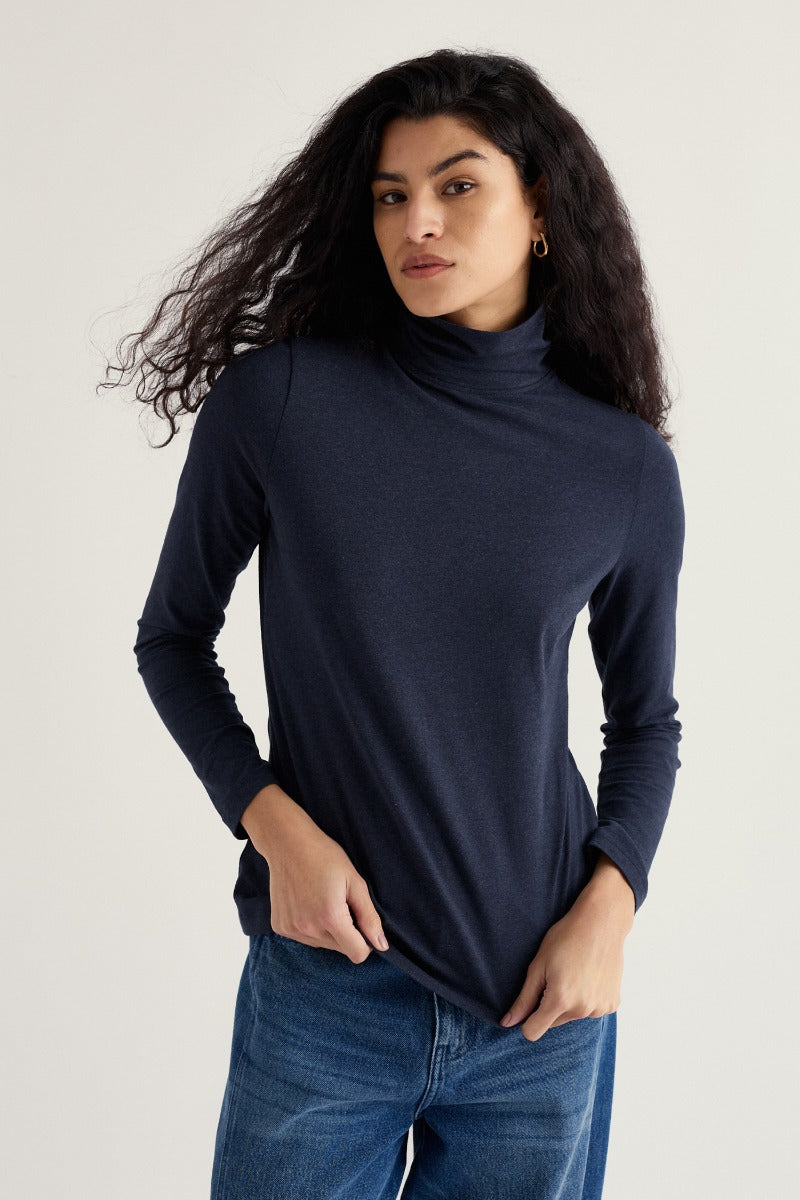 Landing Roll Neck Top in GOTS-Certified Organic Cotton