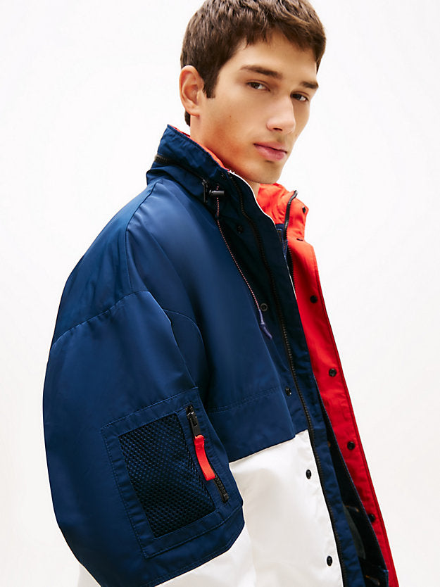 Water Repellent Colour-Blocked Oversized Windbreaker