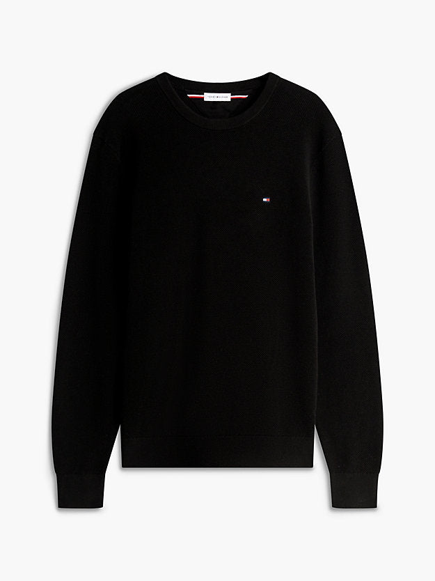 Flag Embroidery Textured Crew Neck Jumper