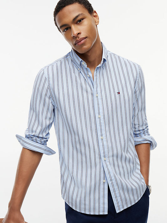 Flex Regular Fit Stripe Poplin Shirt