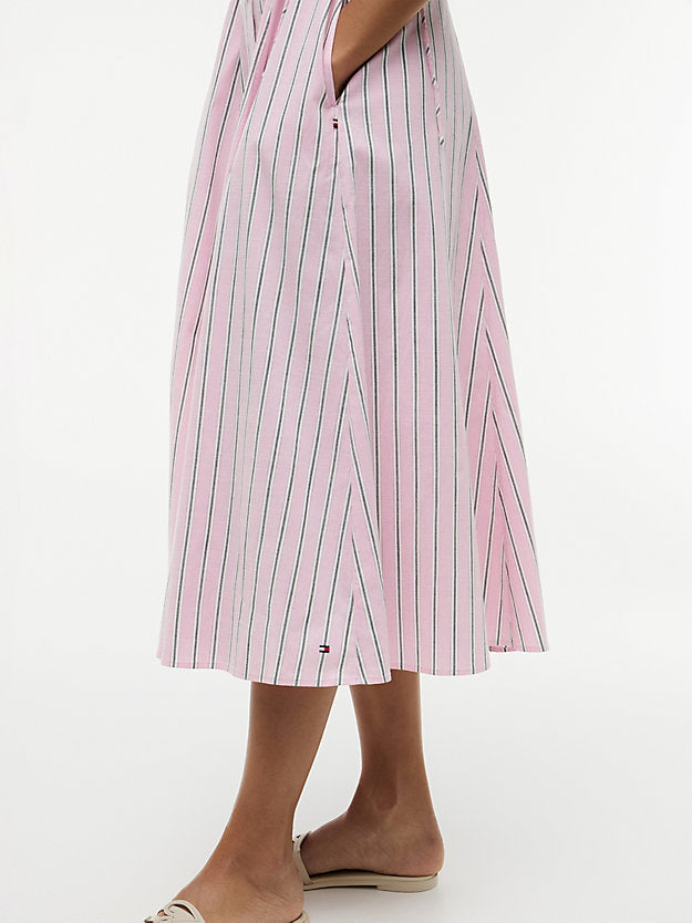 Tie Detail Cap Sleeve Midi Shirt Dress