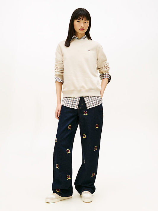 Flag Embroidery Brushed Fleece Sweatshirt