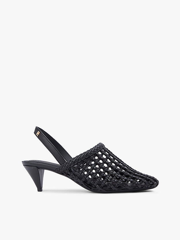 Woven Pointed Toe Slingback Heels