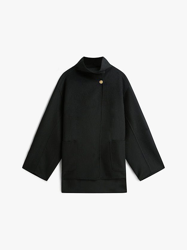 Wool Blend Funnel Neck Oversized Coat
