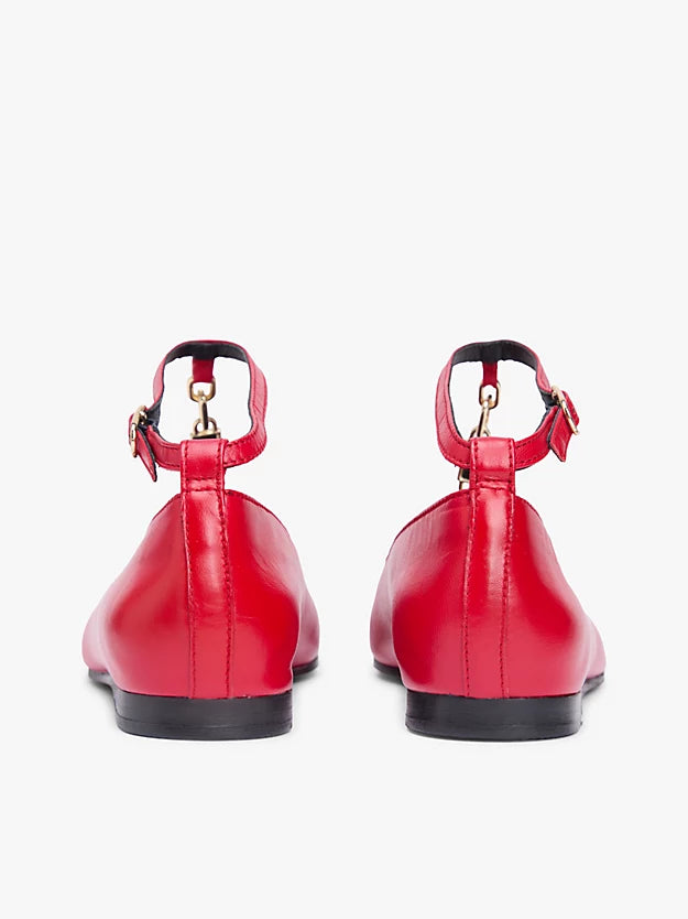 Leather T-Bar Chain Ballerinas