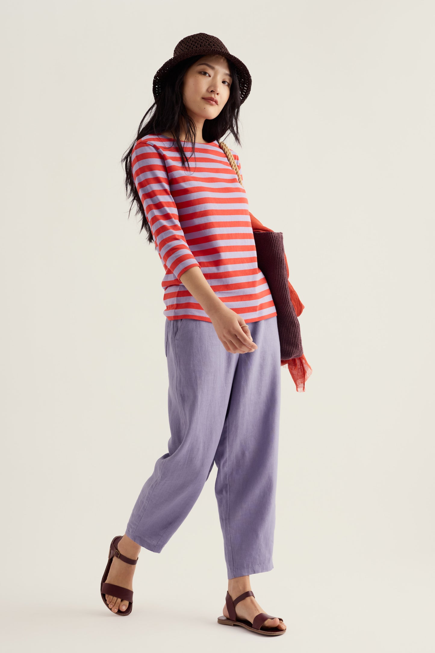 Sailor 3/4 Sleeve Top in GOTS-Certified Organic Cotton Jersey