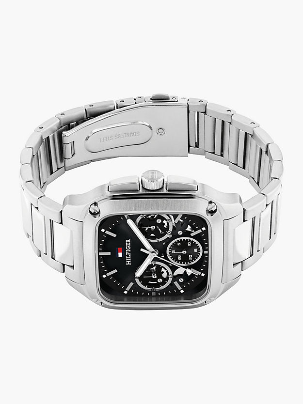 Square Black Dial Stainless Steel Watch