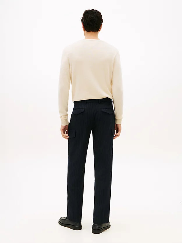 Pinstripe Wool Blend Trousers