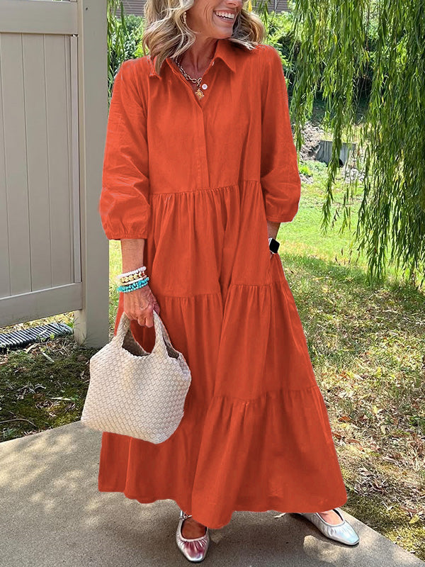 LIQUIDATION 🔥 Robe ample en coton et lin à revers - Sans taxe